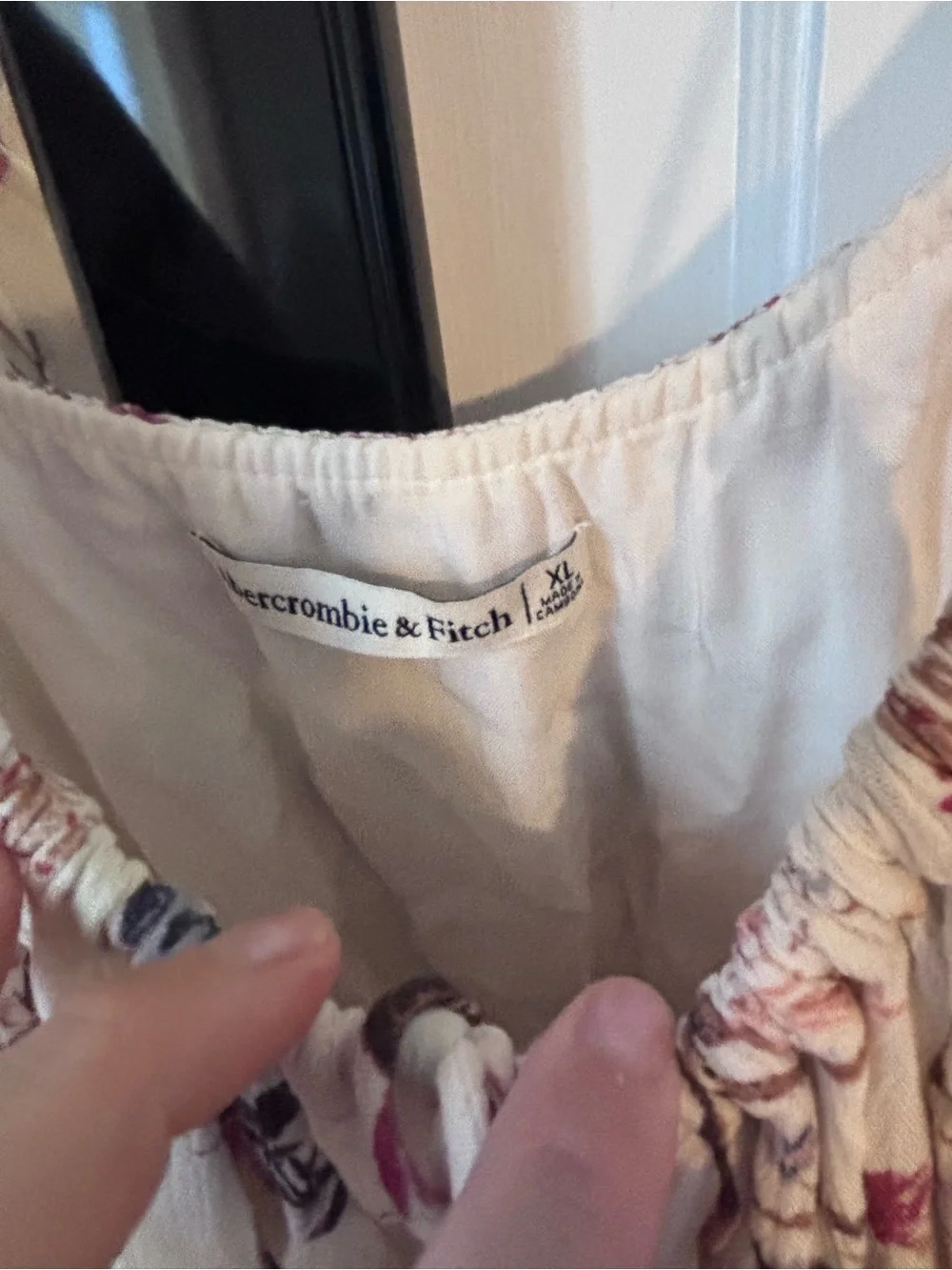 Abercrombie & Fitch Cream Maxi Dress with Pink and Green Floral Print